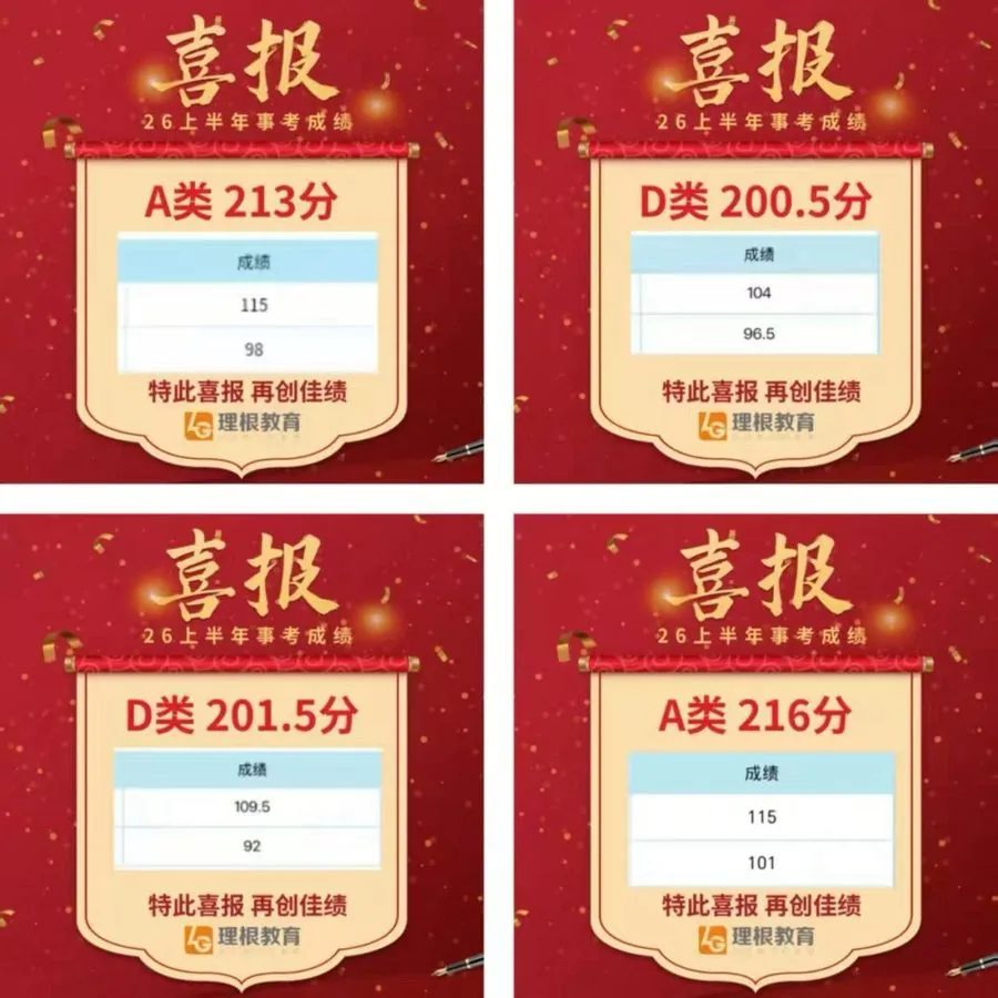 学员成绩喜报 A类213 / D类200.5 / D类201.5 / A类216